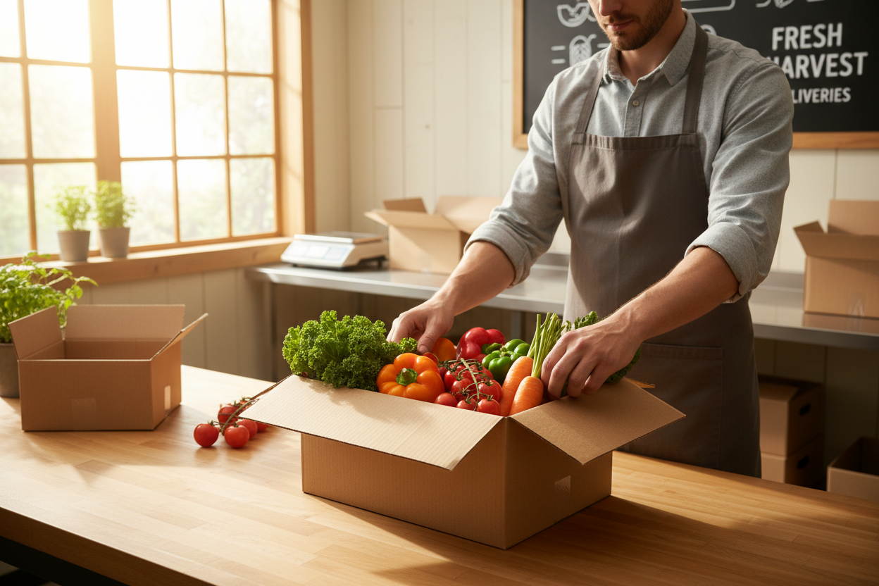 Packing a veg box
